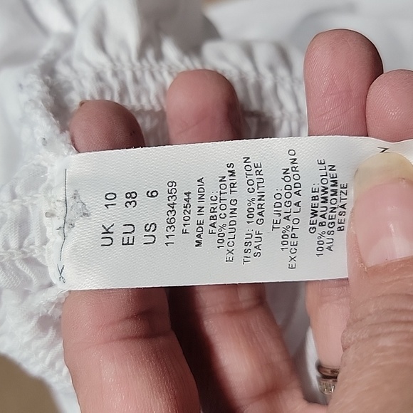 ASOS Size 6 White Smocked Milkmaid Style Top, Excellent Used Condition - Picture 12 of 12